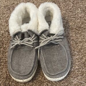 Cozy Gray Faux Fur Lined Shoes